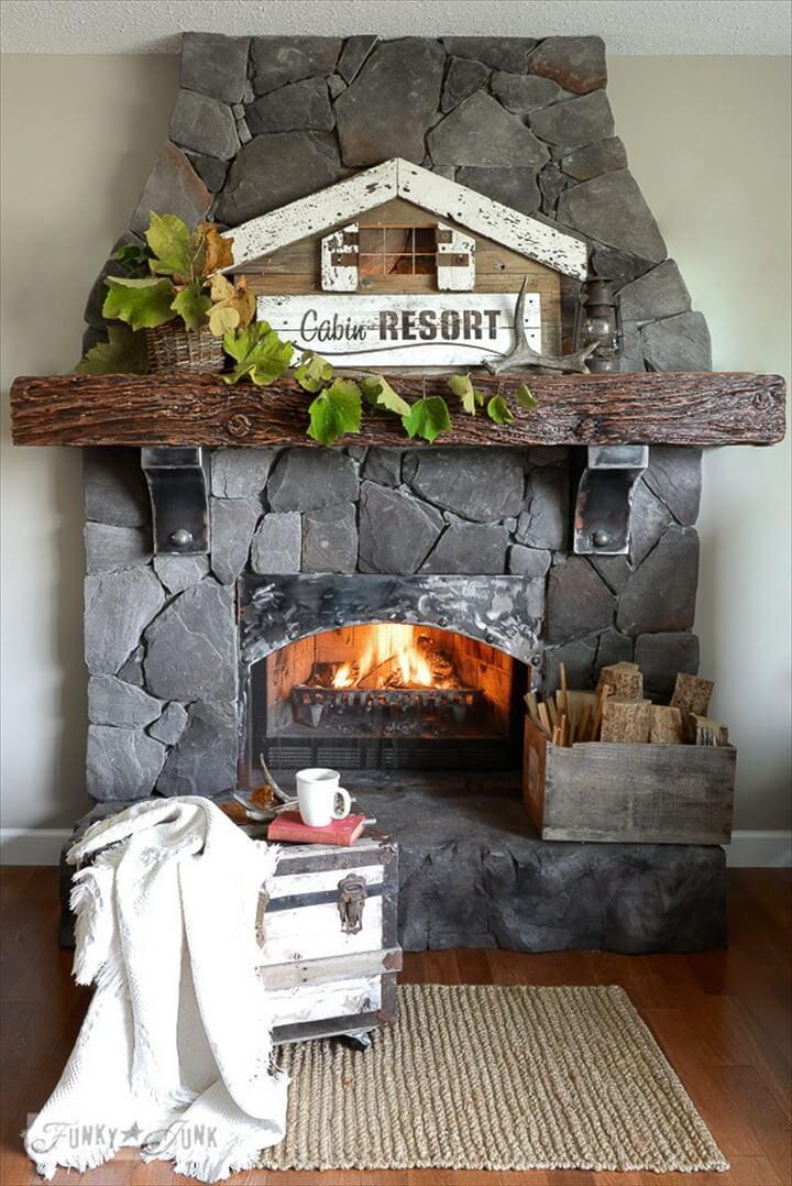 An Illuminated Cabin Resort Sign For A Fall Mantel