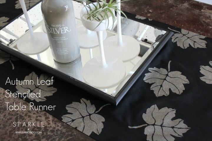 Autumn Leaf Stenciled Table Runner