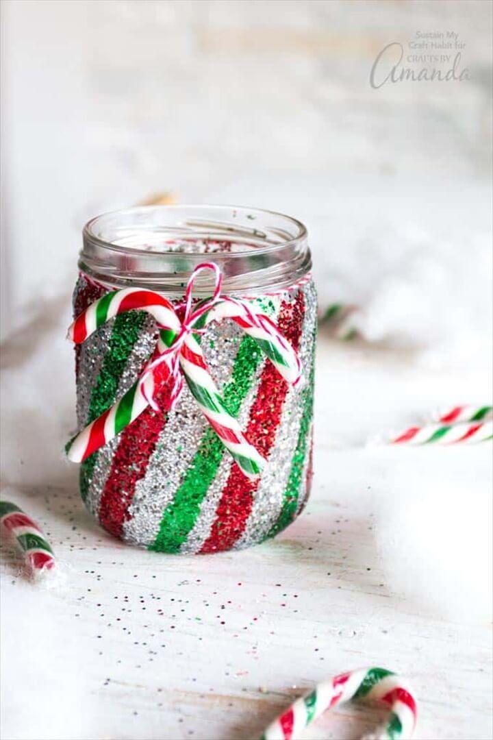 Candy Cane Mason Jar Luminary