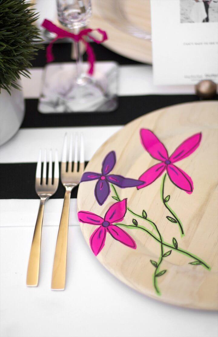 DIY Floral Plate Chargers