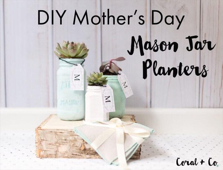 DIY Mothers Day Mason Jar Planter
