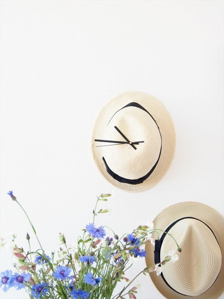 DIY Straw Hat Wall Clock