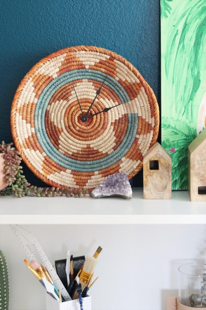 How To Turn A Woven Bowl Into A DIY Wall Clock