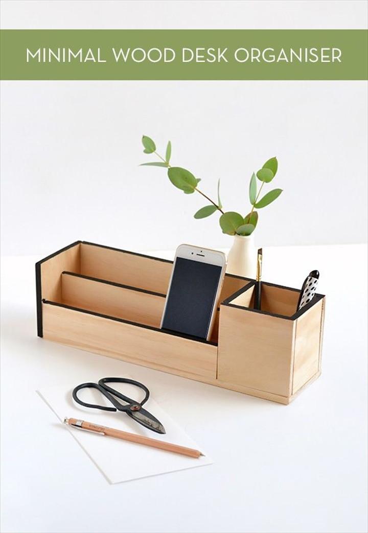 Minimal Wood Desk Organizer