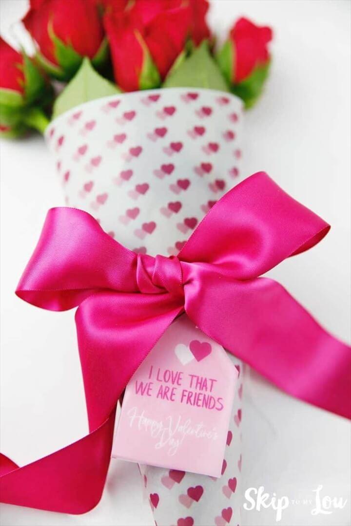 Valentine Printable Flower Bouquet Wrap