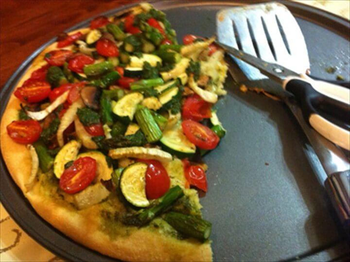 Vegan Pizza Primavera with Salsa Verde