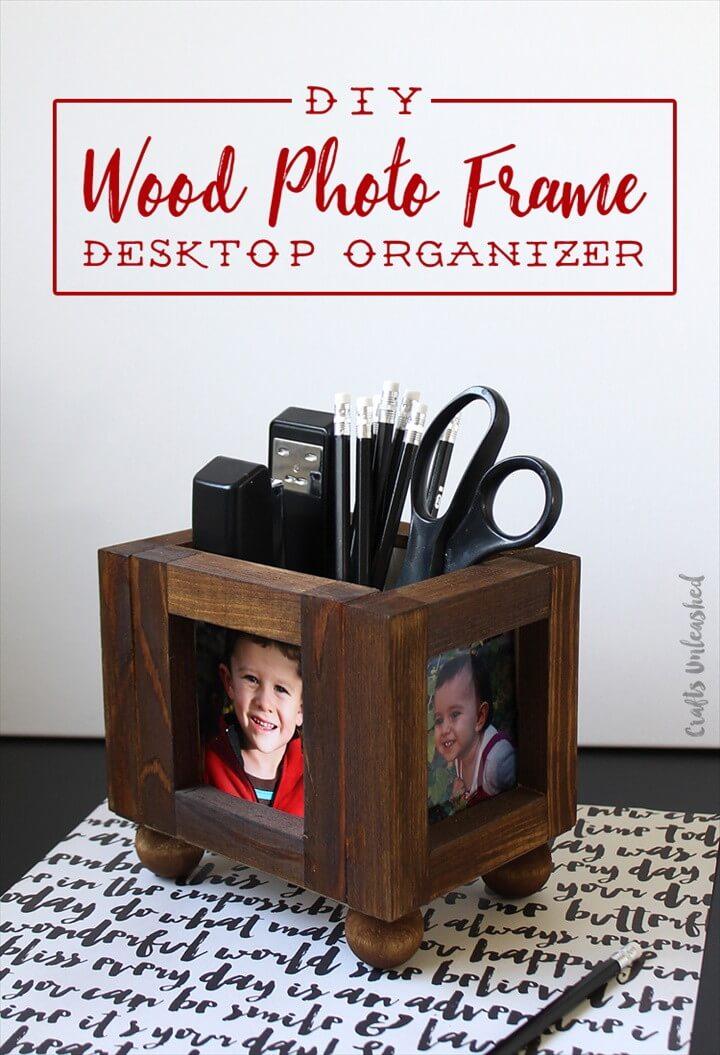Wood Photo Frame DIY Desk Organizer