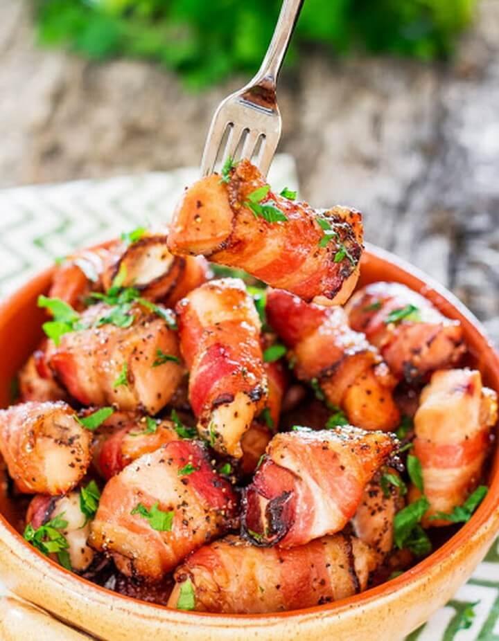 Boneless Chicken In Sweet Bacon Wrapped