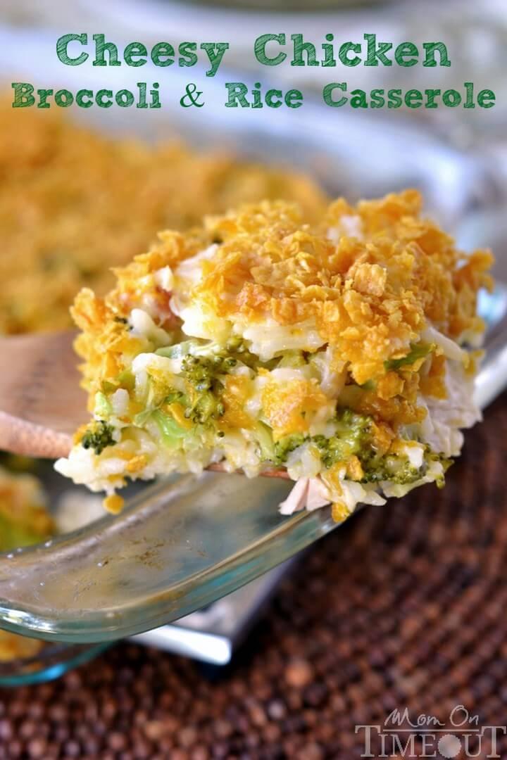 Cheesy Chicken Broccoli and Rice Casserole