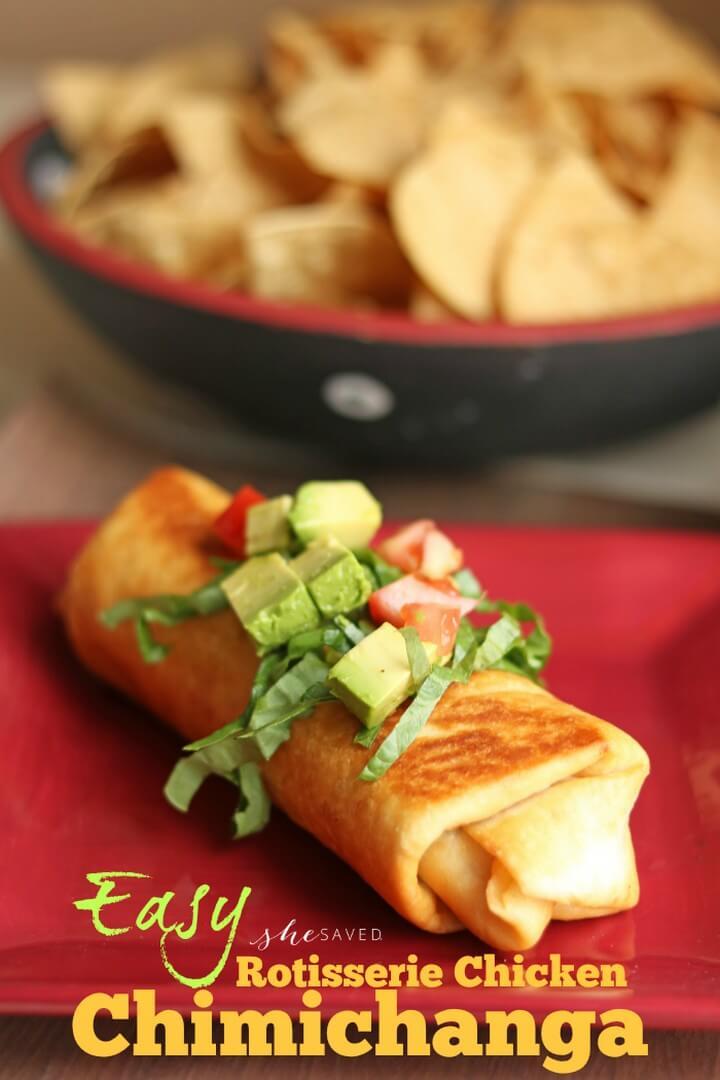 Easy Rotisserie Chicken Chimichangas