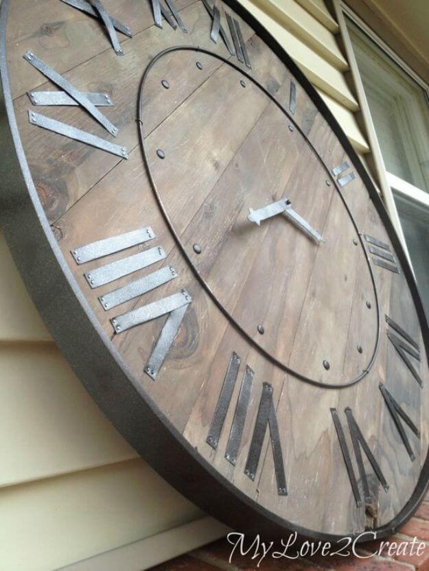 Large Rustic Clock Wall Art DIY