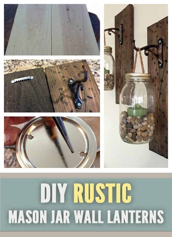 Rustic DIY Mason Jar Wall Lanterns
