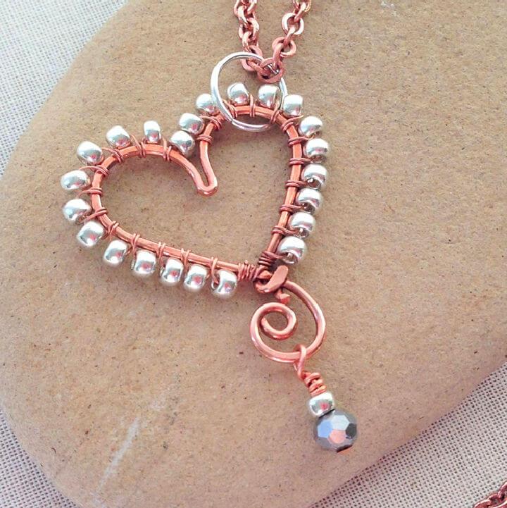 Beaded Wire Heart Necklace