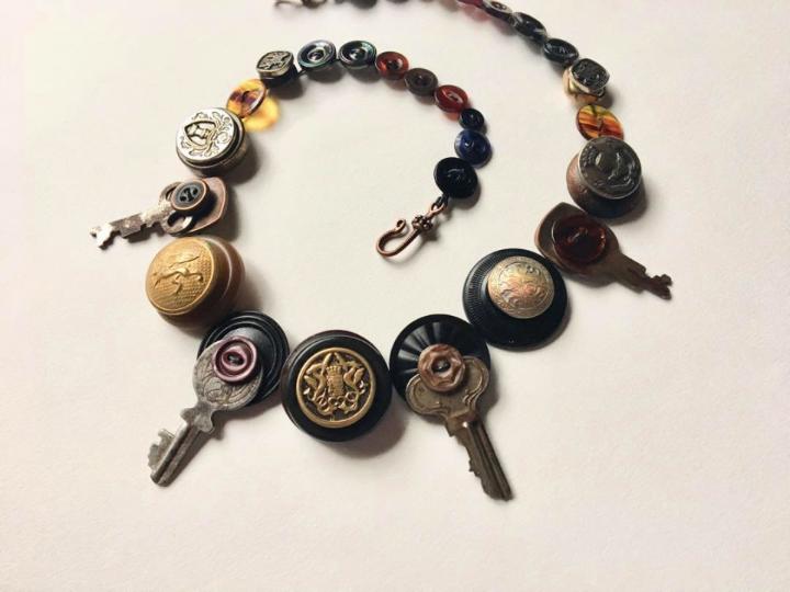 Button and Keys Necklace