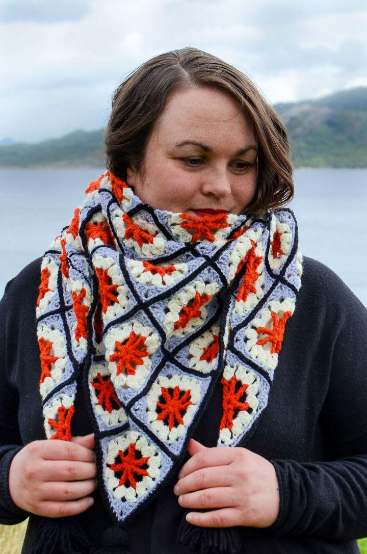 Crochet Ferris Wheel Granny Square Shawl