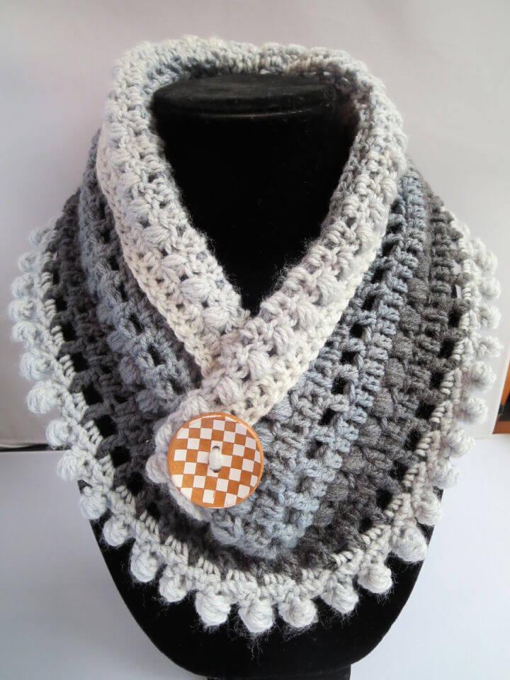 Crochet Mandala Pom Neck Warmer