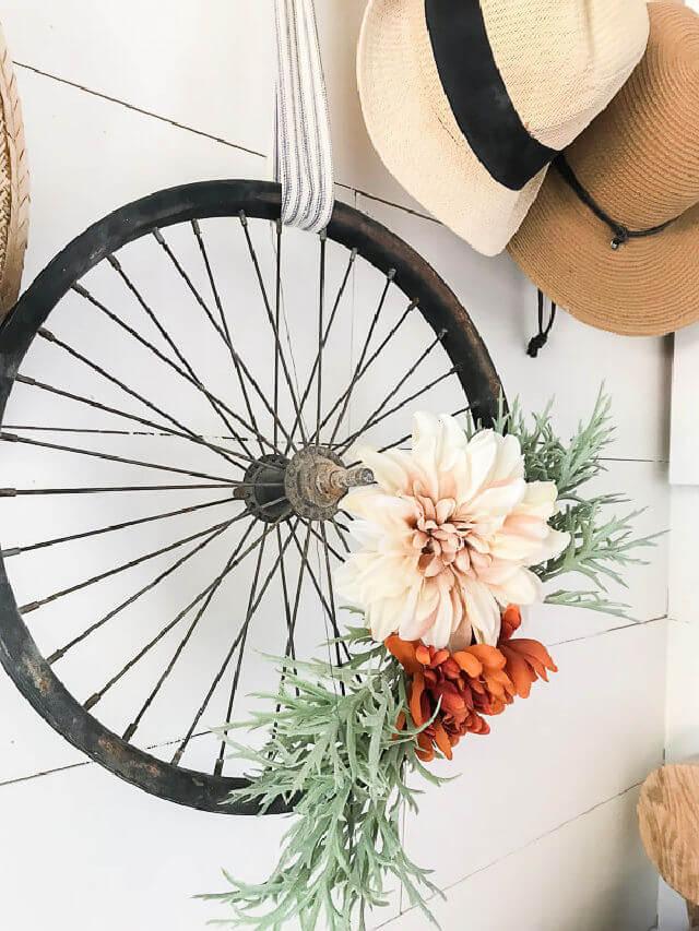 DIY Bicycle Wheel Wreath in Only Minutes