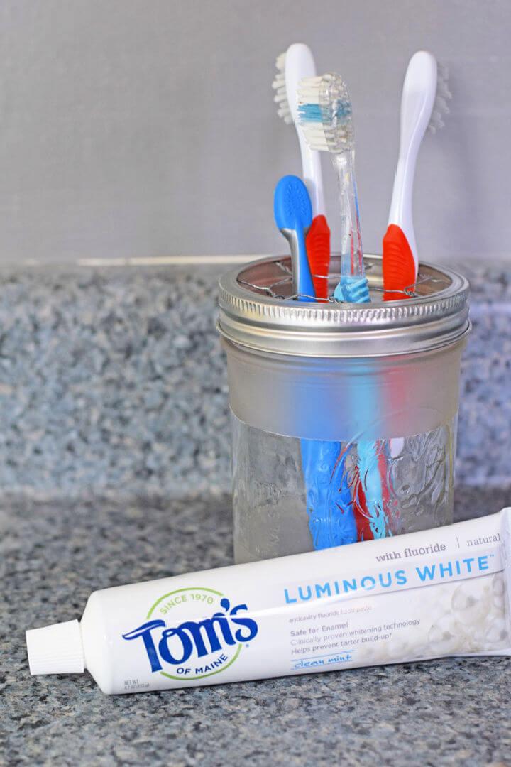 DIY Mason Jar Toothbrush Holder