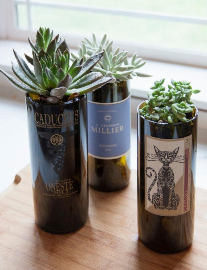 DIY Wine Bottle Planters