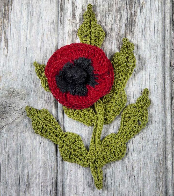 Free Crochet Poppy Brooch Pattern