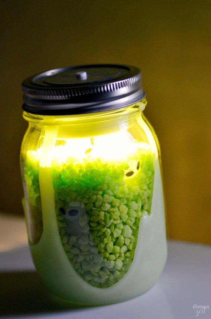 Green Alien Mason Jar Nightlight for Kids