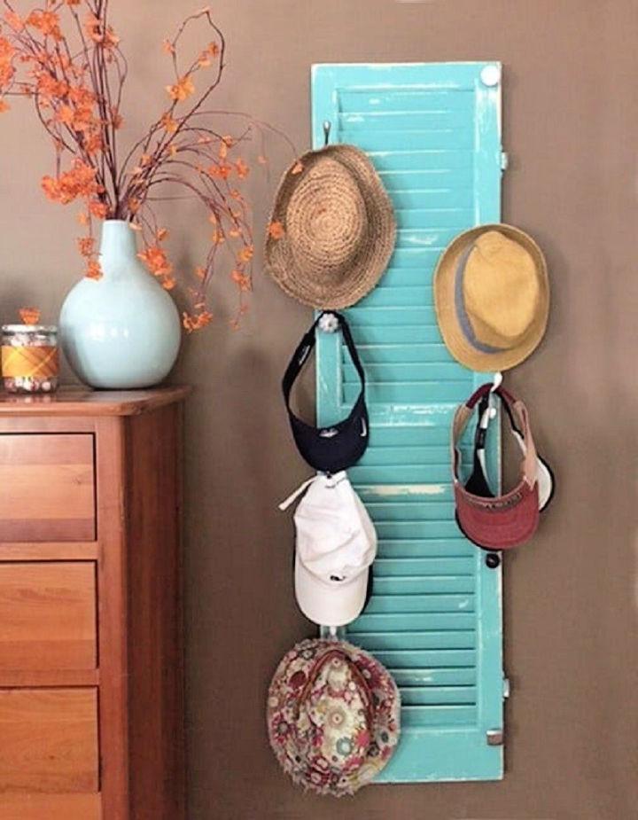 Hat Rack from an Old Shutter