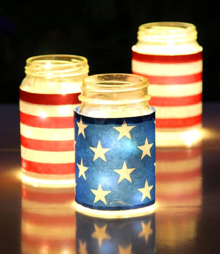 July 4th Mason Jar Lights