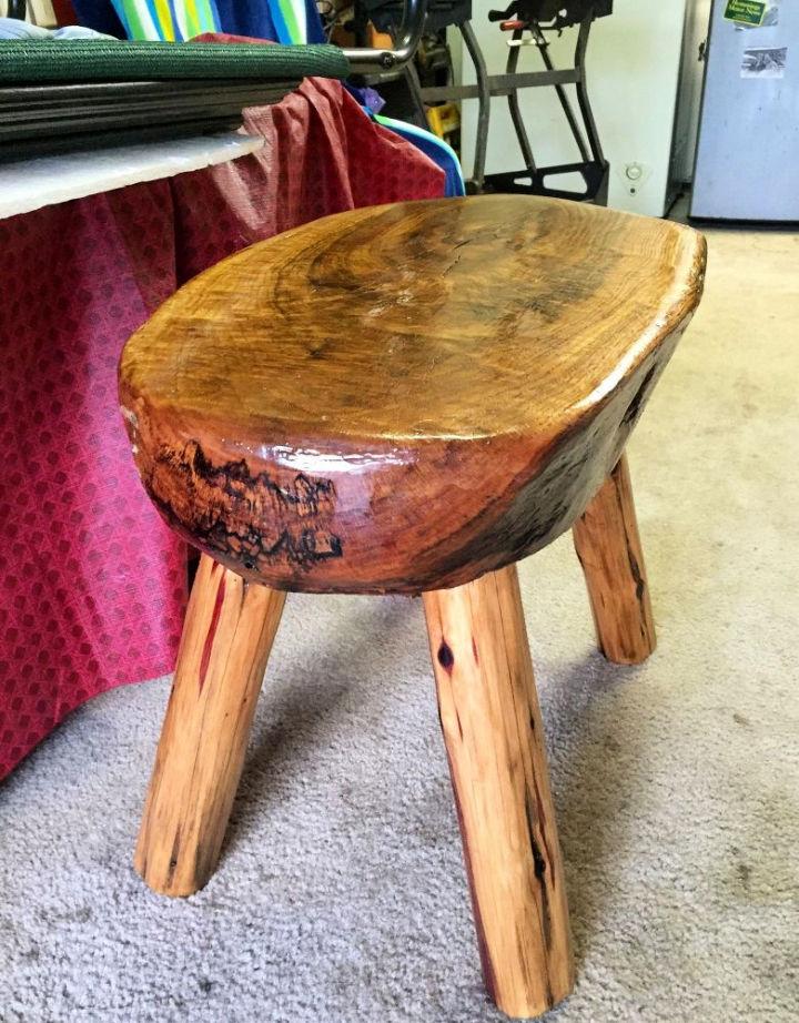 Knotted Chunk of Free Wood Into Log Stool