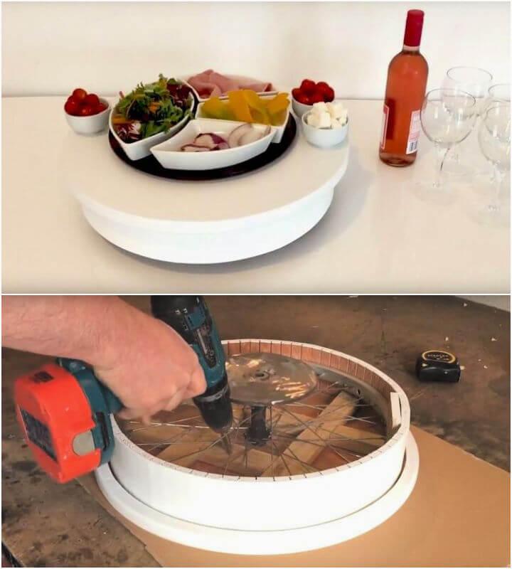 Lazy Susan Using a Bicycle Wheel