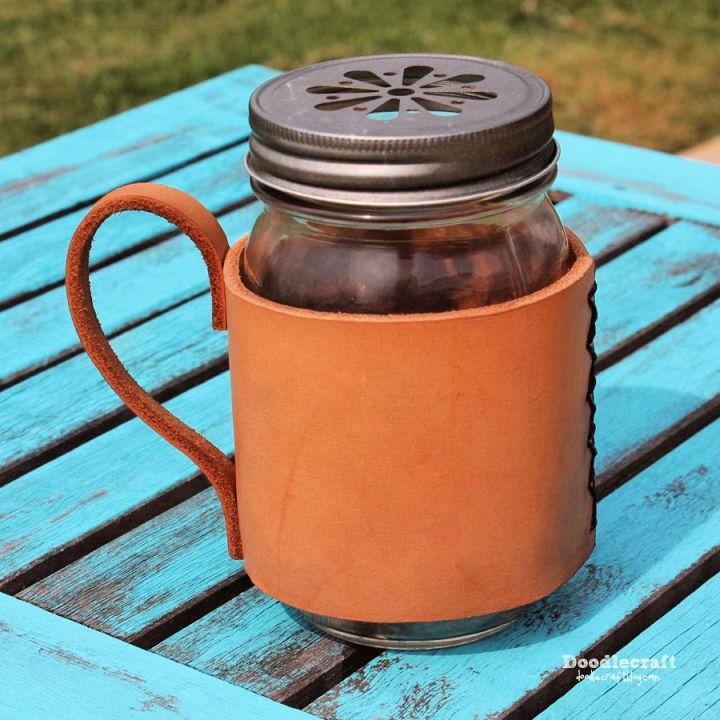 Leather Mason Jar Mug Coozie