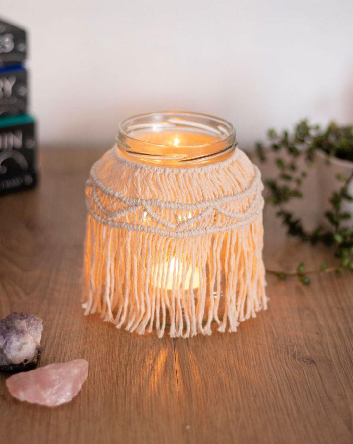 Macrame Jar Candle Holder