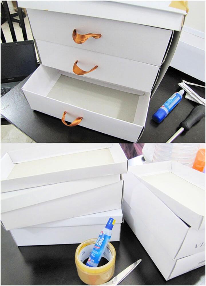 Makeup Organizer Drawer Using Shoe Boxes