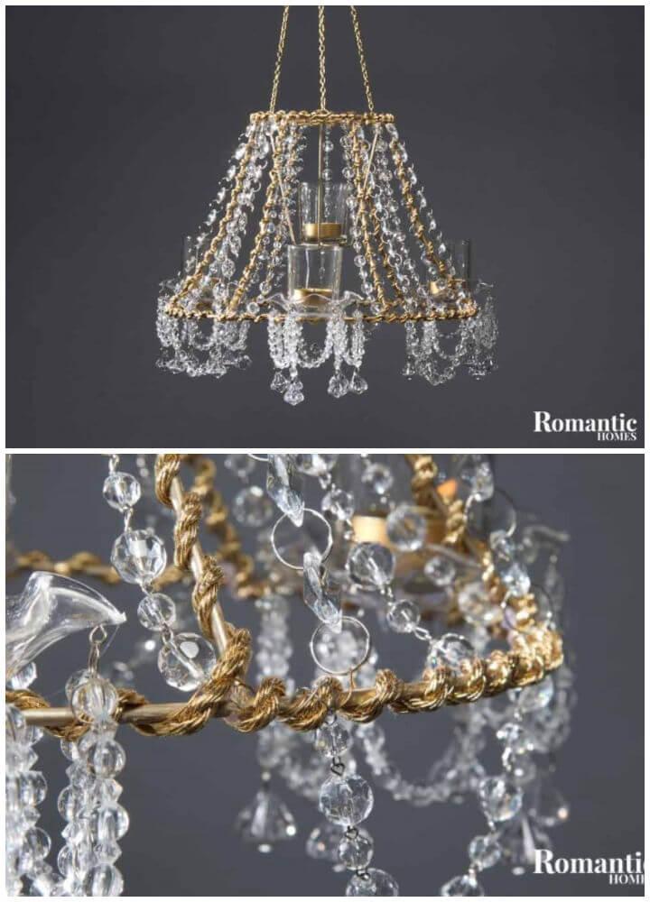 Old Lampshade Crystal Chandelier