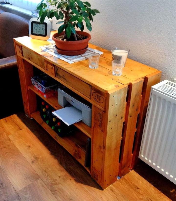Pallet Sofa Side Table with Drawers