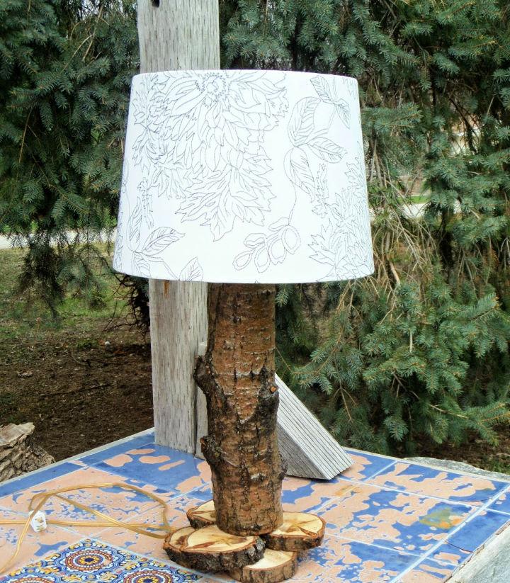 Rustic Log Lamp with Led Power