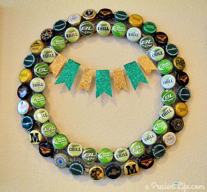St. Patricks Day Beer Cap Wreath