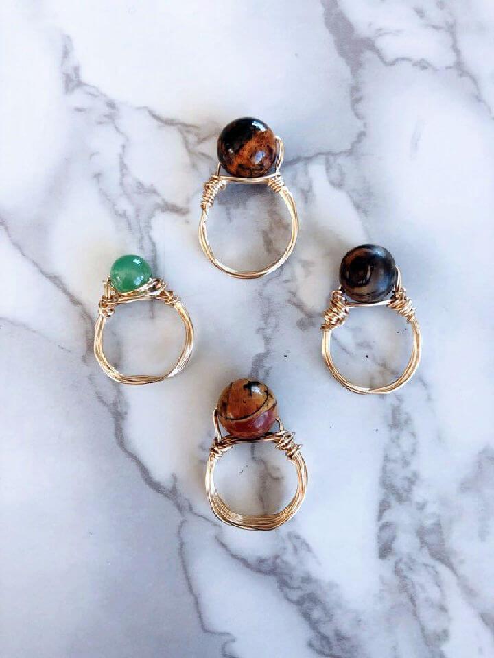 Stone Wire Wrapped Rings