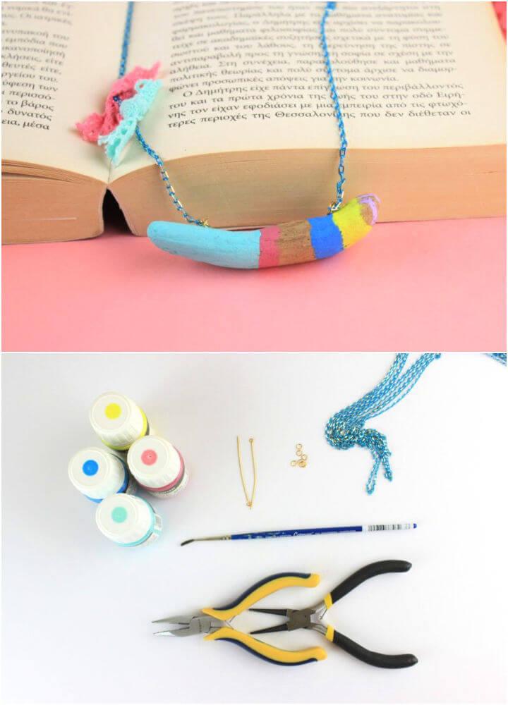 Summer Painted Driftwood Necklace