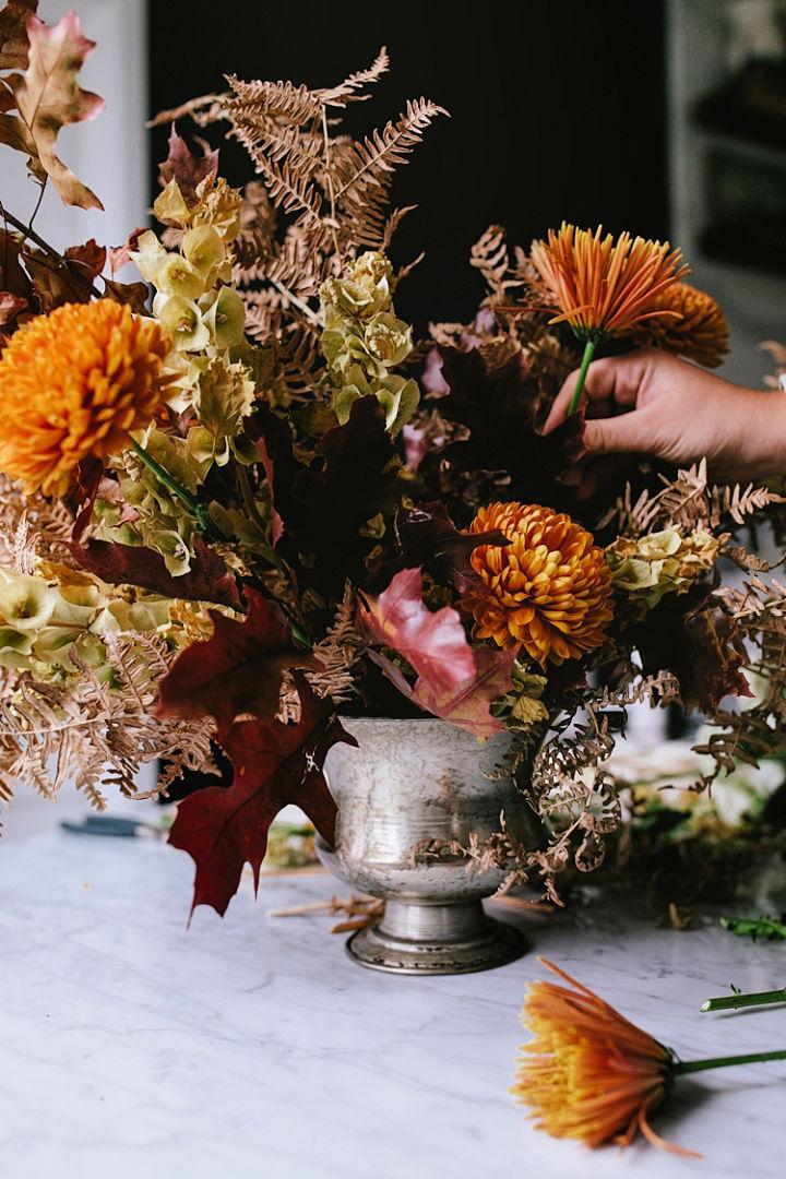 Thanksgiving Centerpiece with Dried Flowers