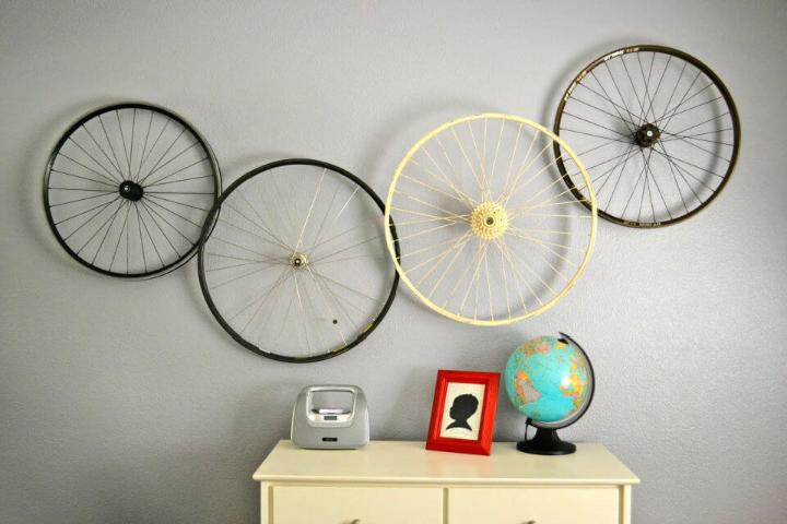 Wall Hanging From Bike Wheels