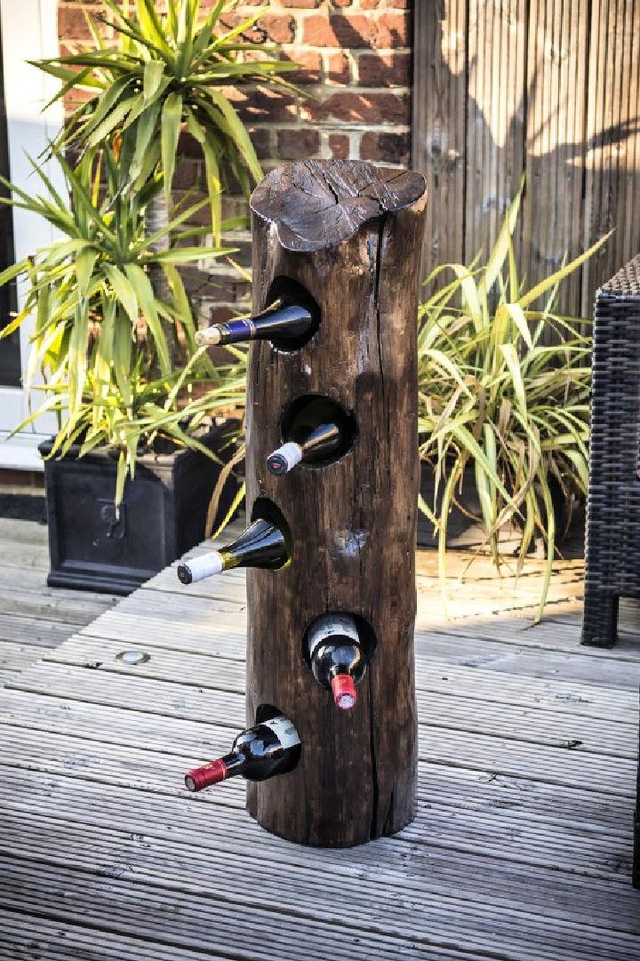 Wine Rack from an Old Tree Stump