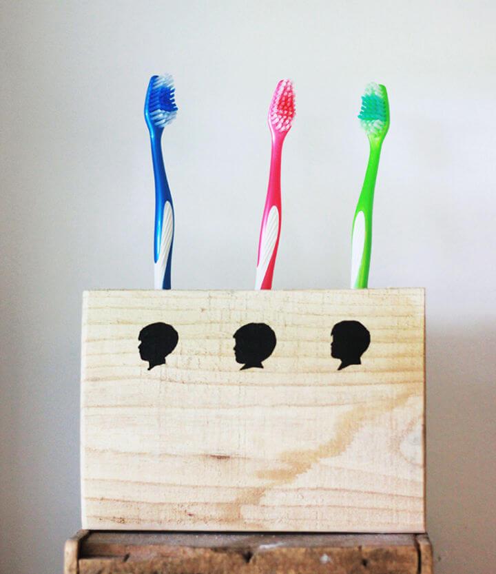 Wooden Silhouette Toothbrush Holder