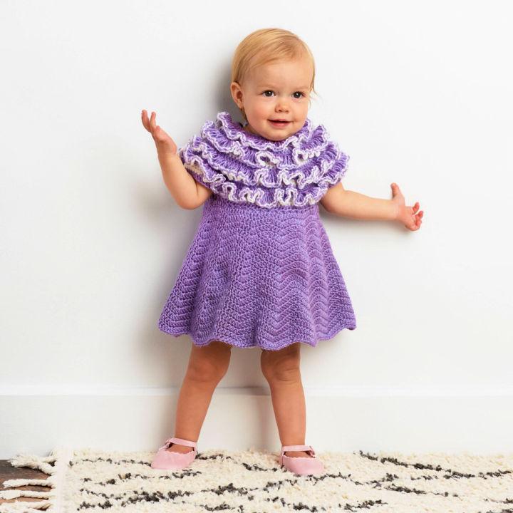 Bernat Crochet Ruffle Yoke Baby Dress