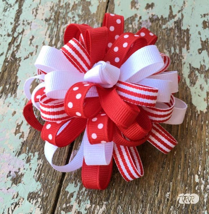 Big Loopy Stacked Hair Bow Out of Ribbon