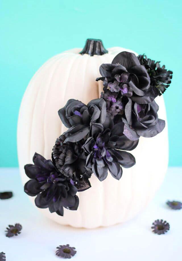 Black Flower Pumpkin Centerpiece