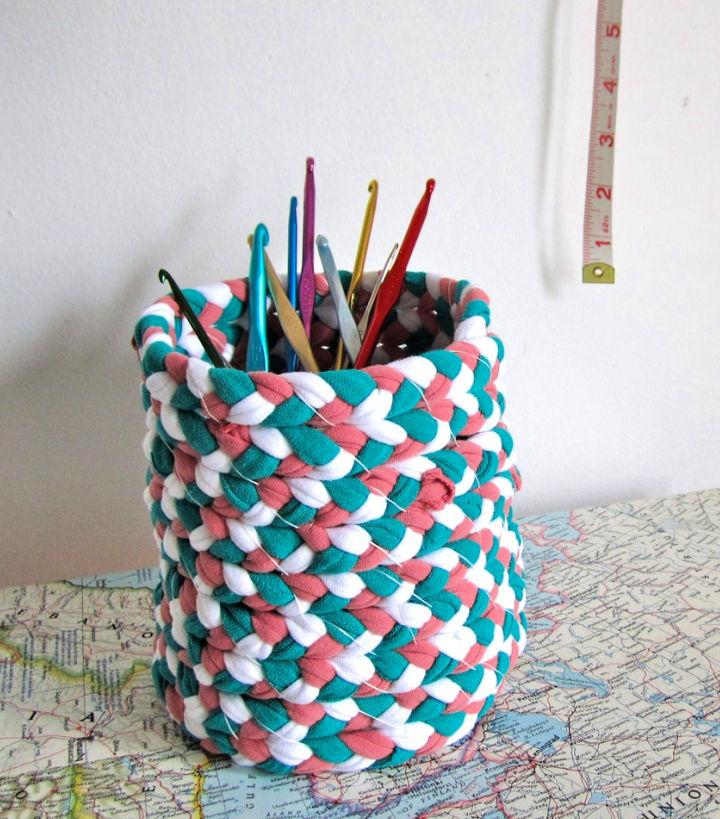 Braided T Shirt Yarn Basket