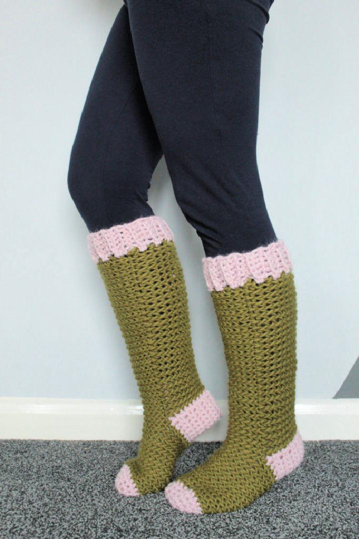 Chunky Crochet Slipper Socks