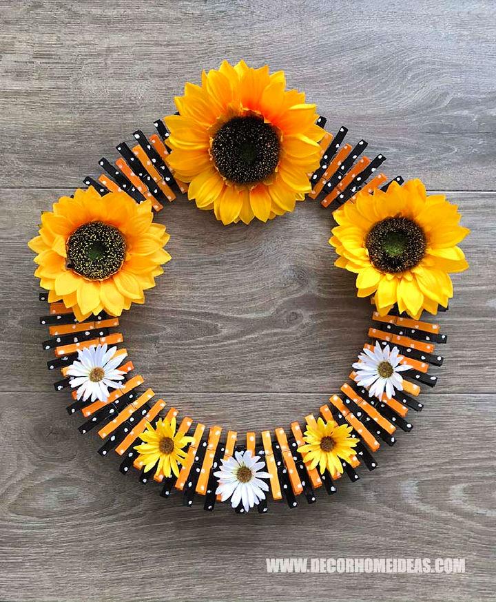 Clothespin Sunflower Wreath Tutorial