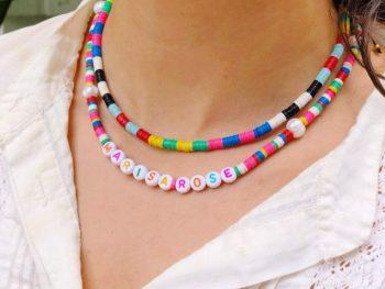 Color Blocked Disk Beaded Necklace