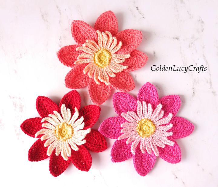 Crochet Dahlia Flower Applique Pattern